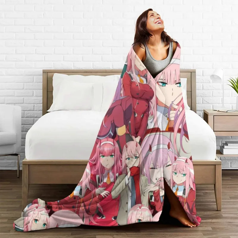 

Darling In The Franxx Blankets Flannel Spring/Autumn Manga Japan Multifunction Lightweight Throw Blanket for Bed Bedroom Quilt