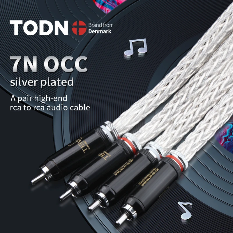 TODN Hi-End 8AG посеребренный OCC 16-жильный аудиокабель с WBT RCA разъемом кабель HIFI 2RCA на 2RCA кабель