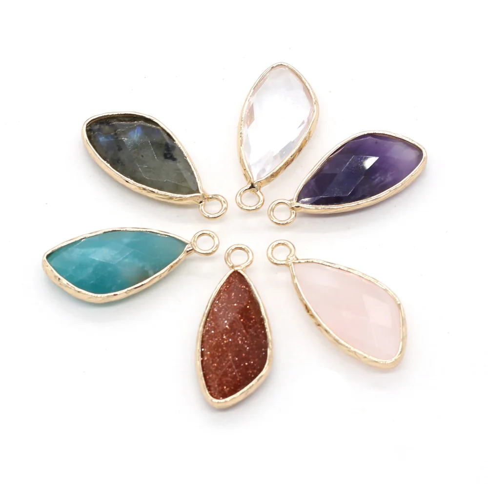 

Natural Crystal Stone Pendant Waterdrop Shape Agates Amethysts Amazonite Stone Charms for Jewelry Making Necklace Bracelet Gift
