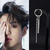 2020 korean new unisex long chain earrings kpop boys stainless steel tassel ear clip men and women fashion punk jewelry bt s786