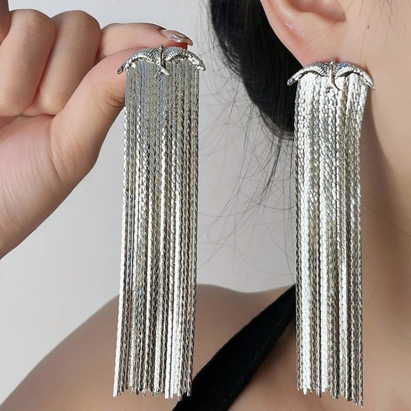 Роскошные серьги-кисточки из металлического сплава эффектные висячие серьги в