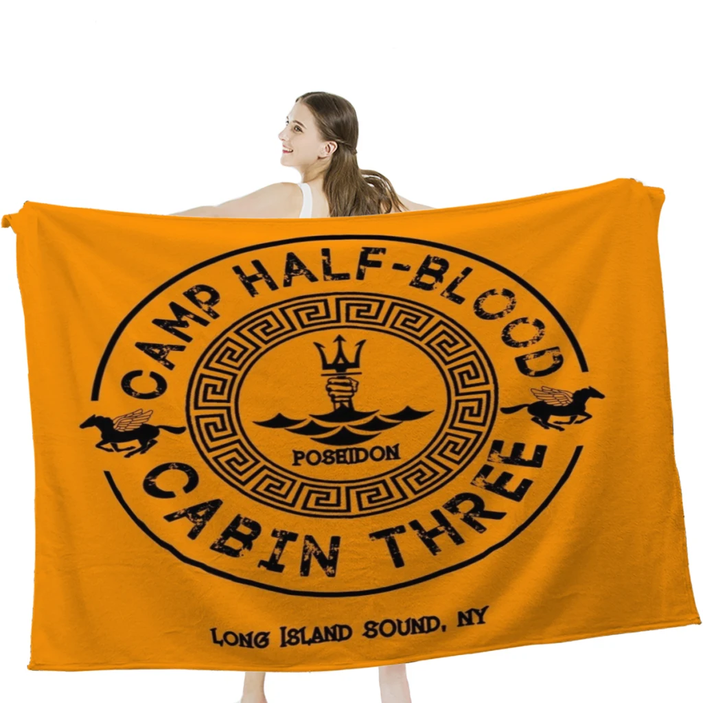 

Percy Jackson - Camp Half-Blood - Cabin Three - Poseidon Throw Blanket Soft Velvet Blanket Camping ,Travel Bedding Blanket