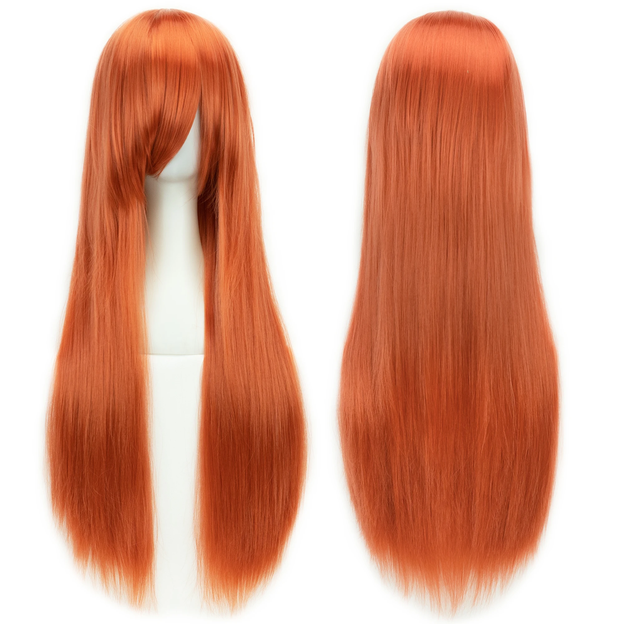 S 32 Inch Long Straight Women Party Hairpiece Heat Resistant Synthetic Hair Orange Pink Cosplay Wig