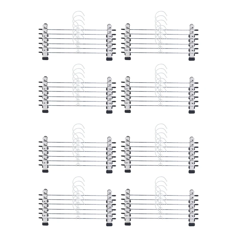 48 PCS Skirt Hangers With Clips, Pants Hanger Metal Pant Hangers Space Saving For Pants Skirts Clothes