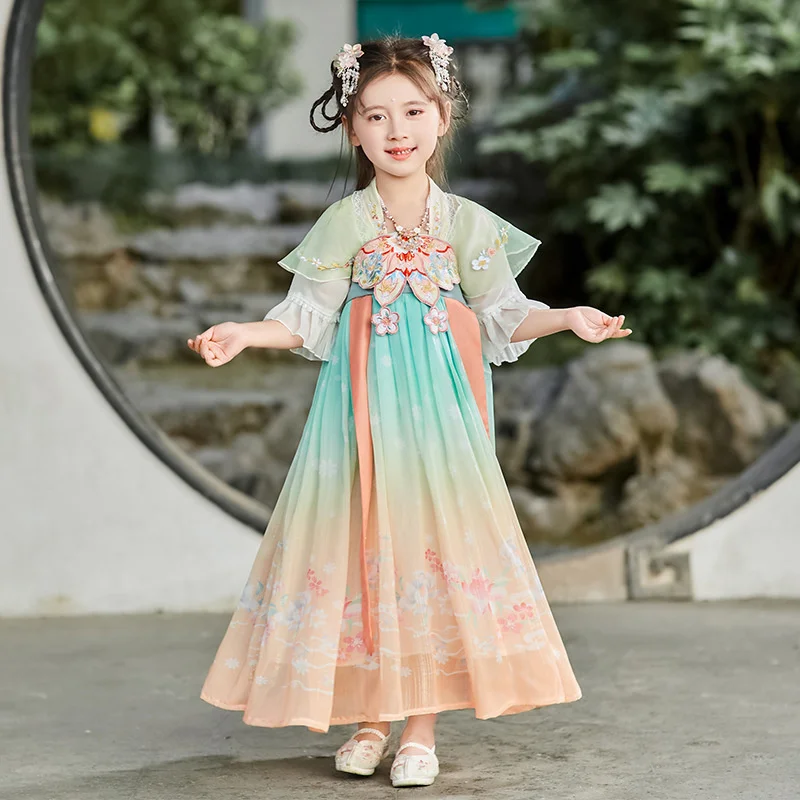 

Hanfu Children's and Girls' Hanfu New 2022 Girls' National Style Dress Super Fairy Girls' Performance Clothes