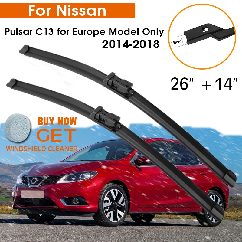 

Car Wiper Blade For Nissan Pulsar C13 for Europe Model Only 2014-2018 Windshield Front Window Wiper 26"+14" LHD RHD Accessories