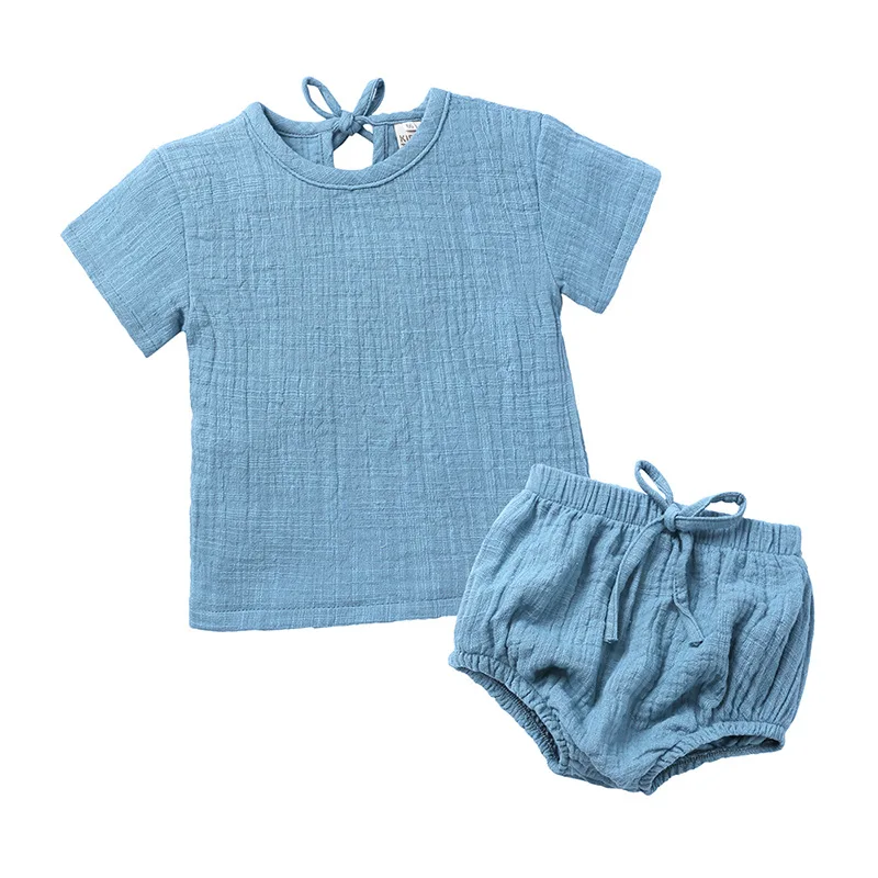 

Baby Boys Girls Clothes Sets Babi Sleepwear Infants Cotton Linen T Shirt Kid Short Pant Babies Bodysuits Toddlers Pyjamas 2pcs