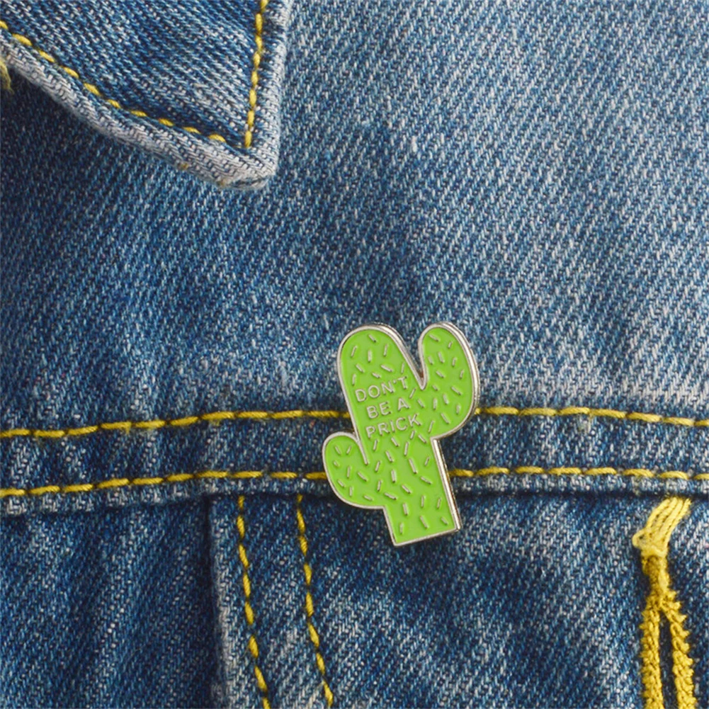 

Green Cactus Don't Be A Prick Brooch Cartoon Green Plant Cactus Meaty Enamel Pins Lapel Badges Backpack For Kids Friends Gifts