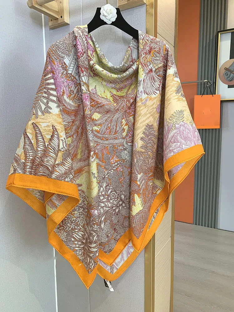 

Шарф женский роскошный HERM ** дизайнерский кашемировый шарф двусторонний хиджаб с принтом зимние палантины модная женская шаль Пашмина 140 см