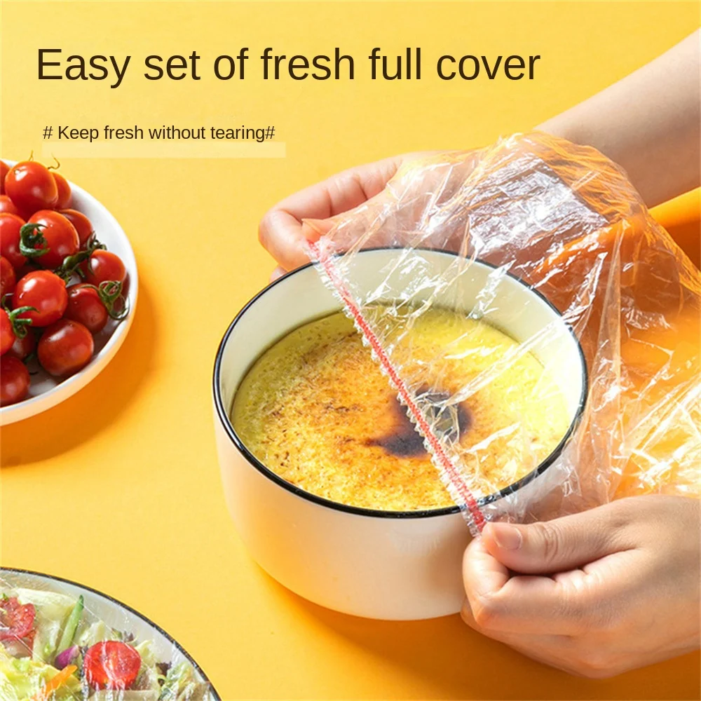 

100Pcs Plastic Bags Disposable Food Cover Plastic Wrap Elastic Food Lids Fruit Vegetable Storage Bag Kitchen Fresh Keeping Bag