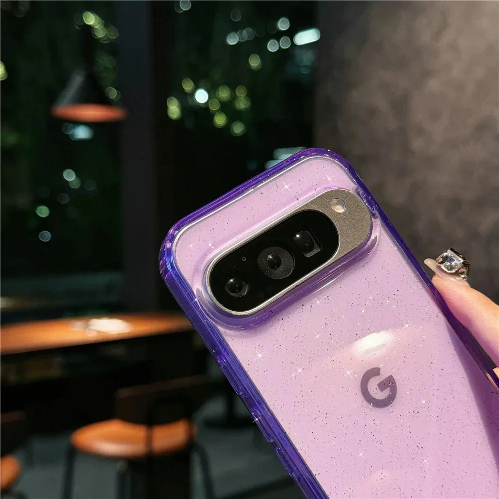 Для Pixel 9Pro XL Блестящий прозрачный мягкий чехол из ТПУ для Google 9 ProXL Противоударный