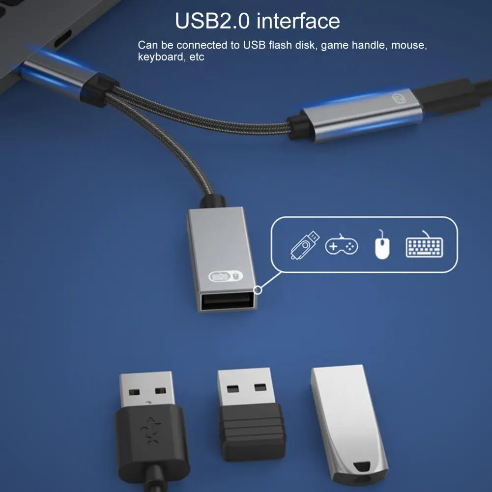 

Type-C Converter Cable Professional Stable Output Braided Wire Type-C to USB 2.0 Patch Cord OTG Adapter Computer Accessories