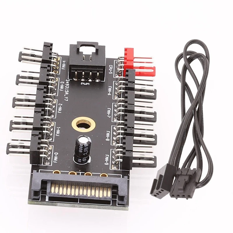 HUB Cooler Контроллер скорости Разветвитель Адаптер Гнездо ПК контроллера 1–10