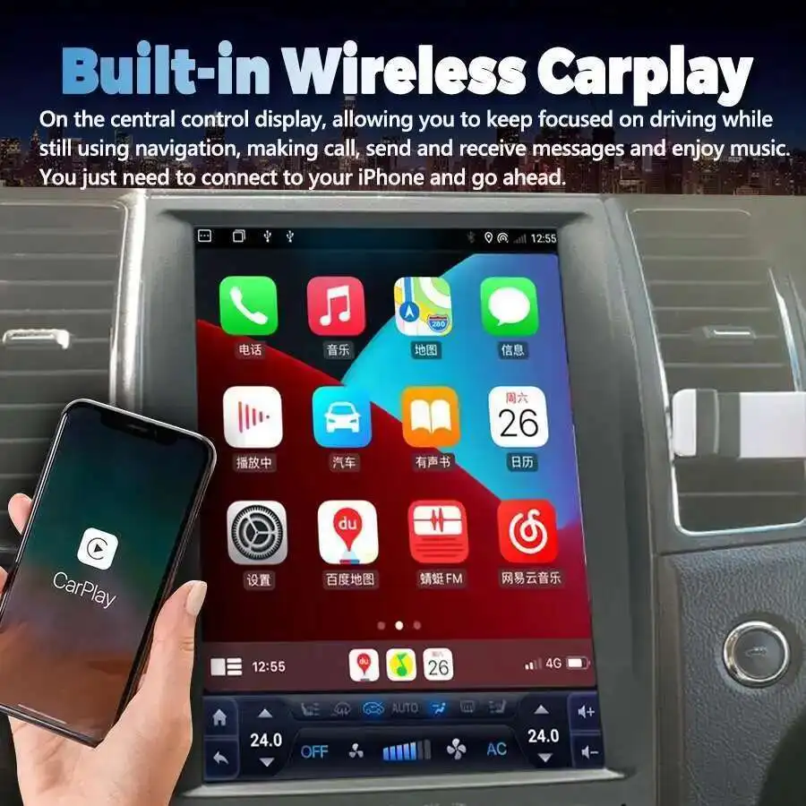 Фото 12,1-дюймовый Android 14 для Ford Taurus 2010-2019 Tesla Экран Мультимедиа Стерео Авто Авто Радио GPS Видеоплеер Carplay Головное устройство №5