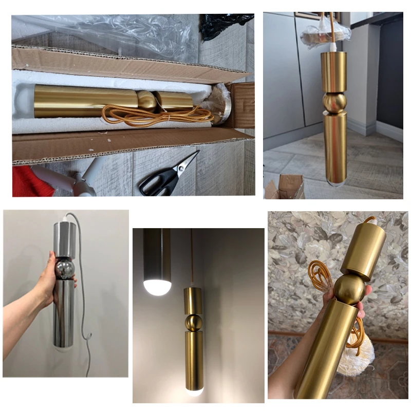 Современный светодиодный подвесной светильник потолочная лампа золотого