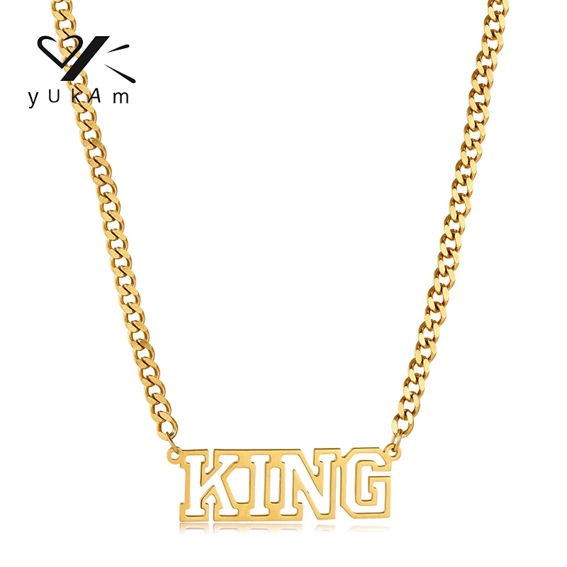 YUKAM Hollow Out NK Chain Personalised Necklace Trendy Women's Stainless Steel Necklaces Special Woman New Aesthetic Gift