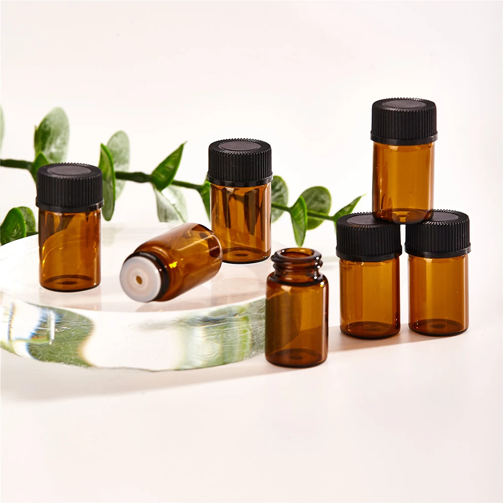 

Pack of 100 Portable Essential Oil Bottles Glass Containers Sample Bottle Traveling for Aromatherapy Cosmetics
