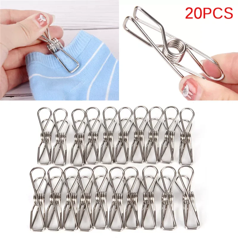 

2022202220Pcs/lot Stainless Steel Clothes Pegs Hanging Clothes Pins Beach Towel Clips Household Bed Sheet Clothespins Wholesale