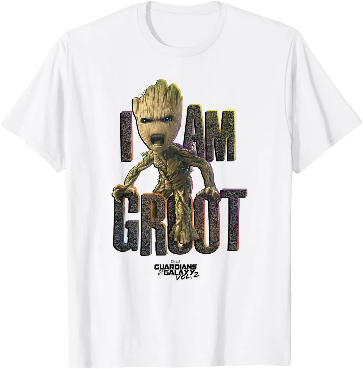 Marvel Guardians Vol.2 I AM GROOT Симпатичная футболка Angry Футболка C1