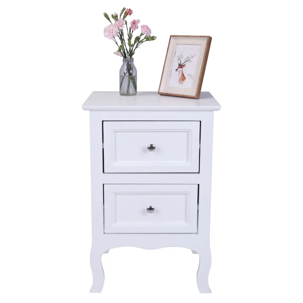 

Country Style Two-Tier Night Table Nightstands Organizer Storage Cabinet Bedside Table Bedroom Furniture Living Room Cabinets
