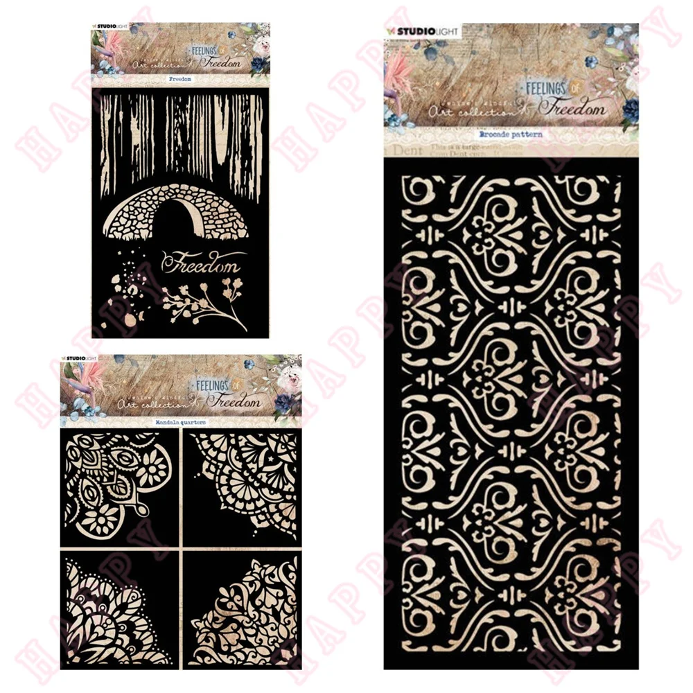 

Freedom Brocade Pattern Plastic Stencils Scrapbook Diary Decoration Embossing Template DIY Greet Card Handmade Mandala Quarters