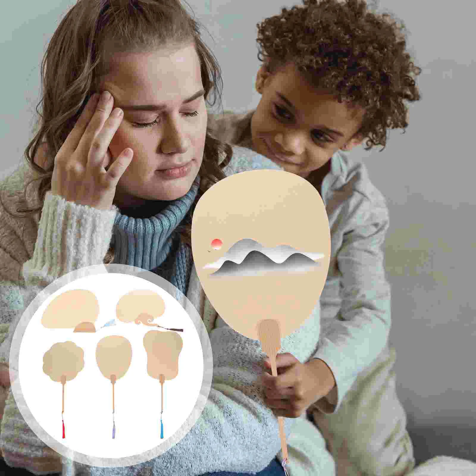 5 шт. Uchiwa веер для изготовления круглых бумаг рисования DIY рисунок вееры ручной