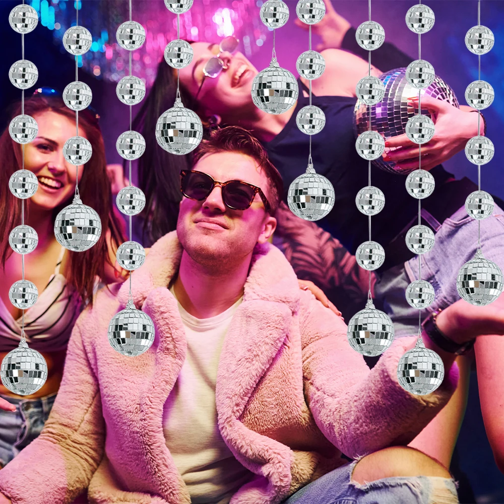 Серебряный диско-шар подвесные украшения гирлянда украшение для дискотеки