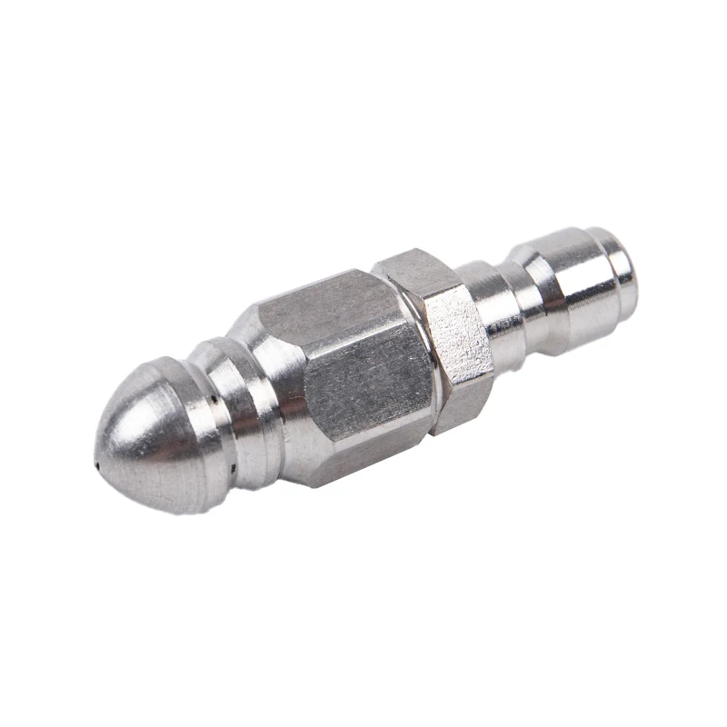 

1/4inch Stainless Steel Quick Plug Drain Hose Nozzle 1Front 6Back Wear Resistance High Pressure Washer Drainage Sewer Clean New