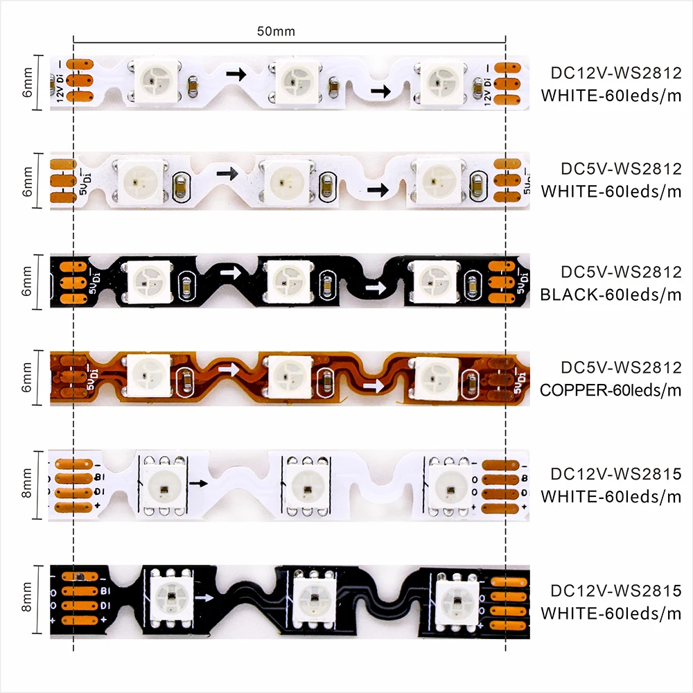 Фото S-образные светодиодные фонари 5 В/12 В SMD5050 Адресные RGB пиксели WS2812B/WS2815 Персональные светодиодные ленты для световых коробок Вывески №2