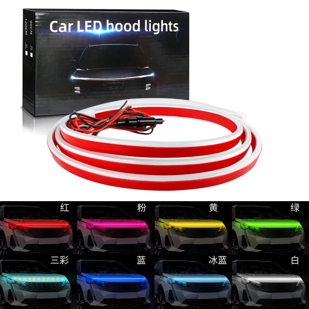 

DIY Car Hood Light Strip Daytime Running Strip Scan Lighting IP68 Flexible Decorative Ambient Neon Lamp Atmosphere Backlight 12V