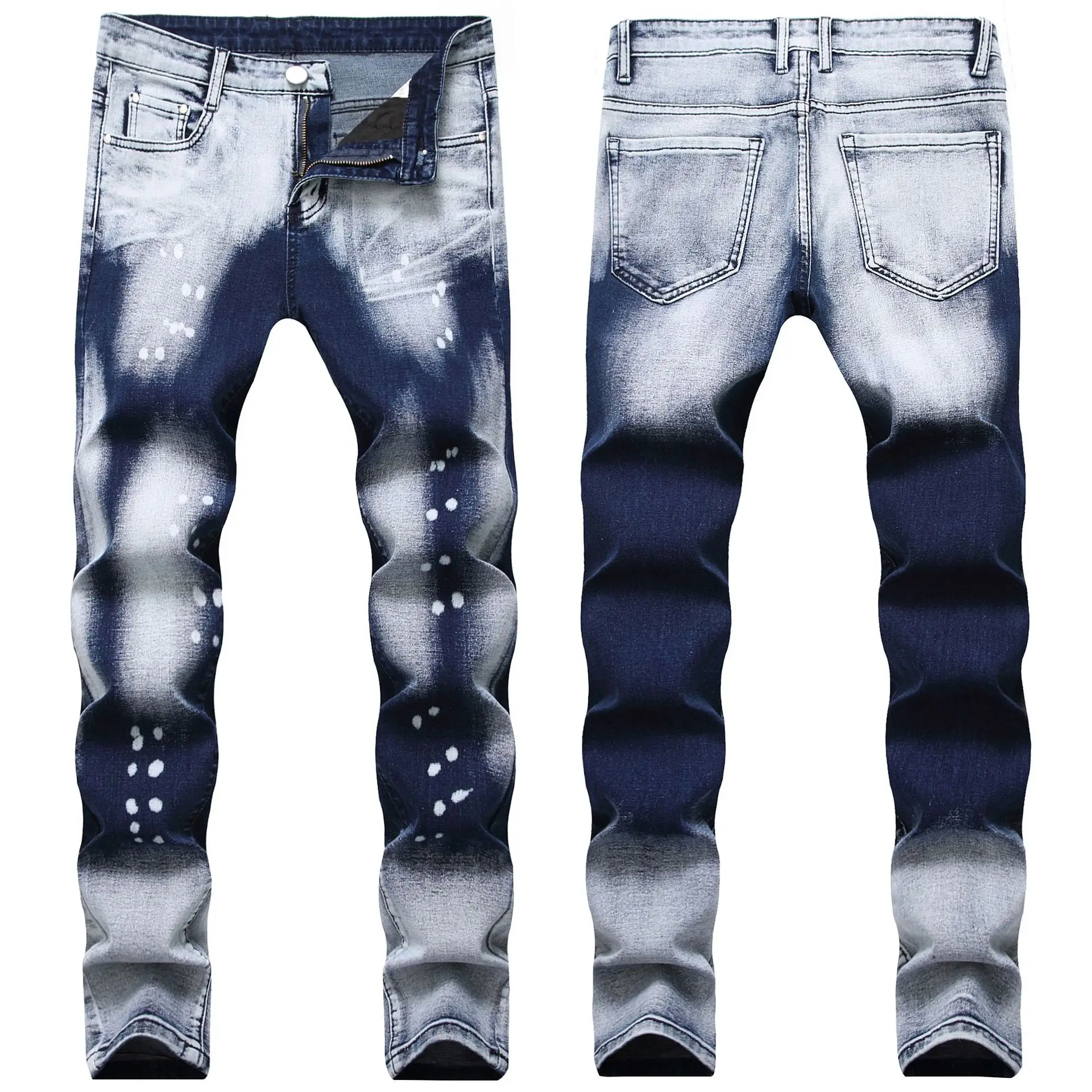 

Mens Jeans 2022 Mens Fashion Casual Slim Denim Pants Biker Hole Hip Hop Elastic Jeans 88-3