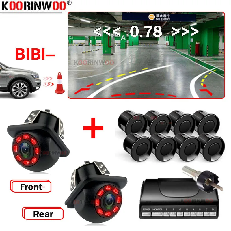 

Koorinwoo Intelligent System Car Parking Sensors 8/4 Front fort Dynamic Trajectory Camera Rear Cam Radar Detector Parking System