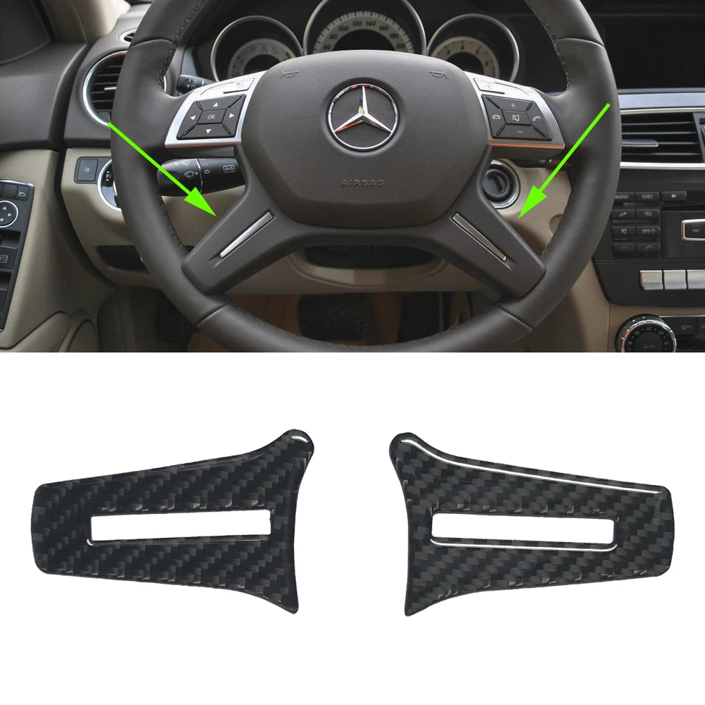

Для Mercedes Benz C Class W204 2005 2006 2007 2008 2009 2010 2011 2012 2 шт. карбоновое волокно Автомобильное рулевое колесо панель Крышка отделка