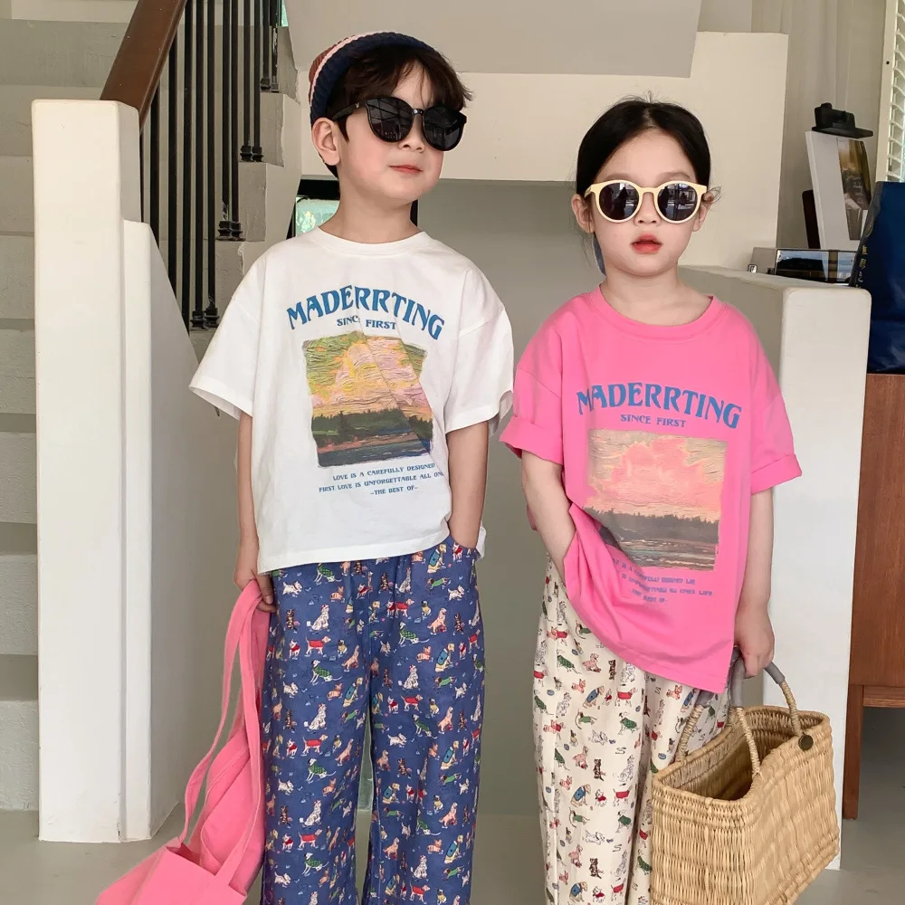 

2023 Summer Children's T-Shirt For Boys Baby Girls Clothes Short-Sleeve Tee Shirts Kids Cotton Top T Shirt Toddler Cute Clothing