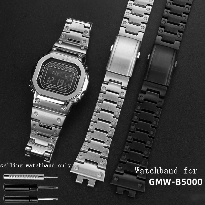 

Ремешок из нержавеющей стали 316L для часов casio g-shock GMW-B5000, однотонный стальной ремешок, серебристый ремешок, аксессуары для часов