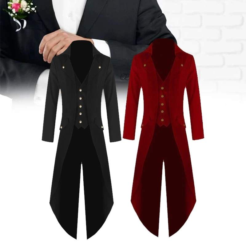Neue männer Vintage Frack Jacke Gothic Steampunk Langarm Jacke Viktorianischen Jacke Halloween Casual Kleidung für Erwachsene