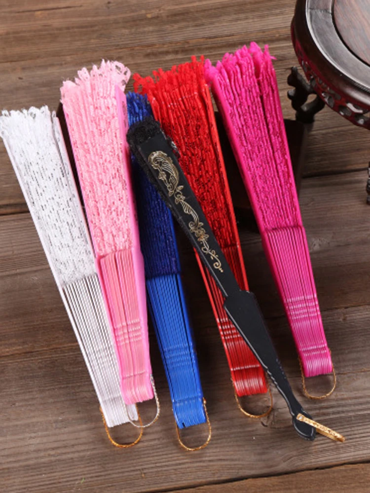 Женский кружевной веер черно-белая ткань складной в викторианском испанском