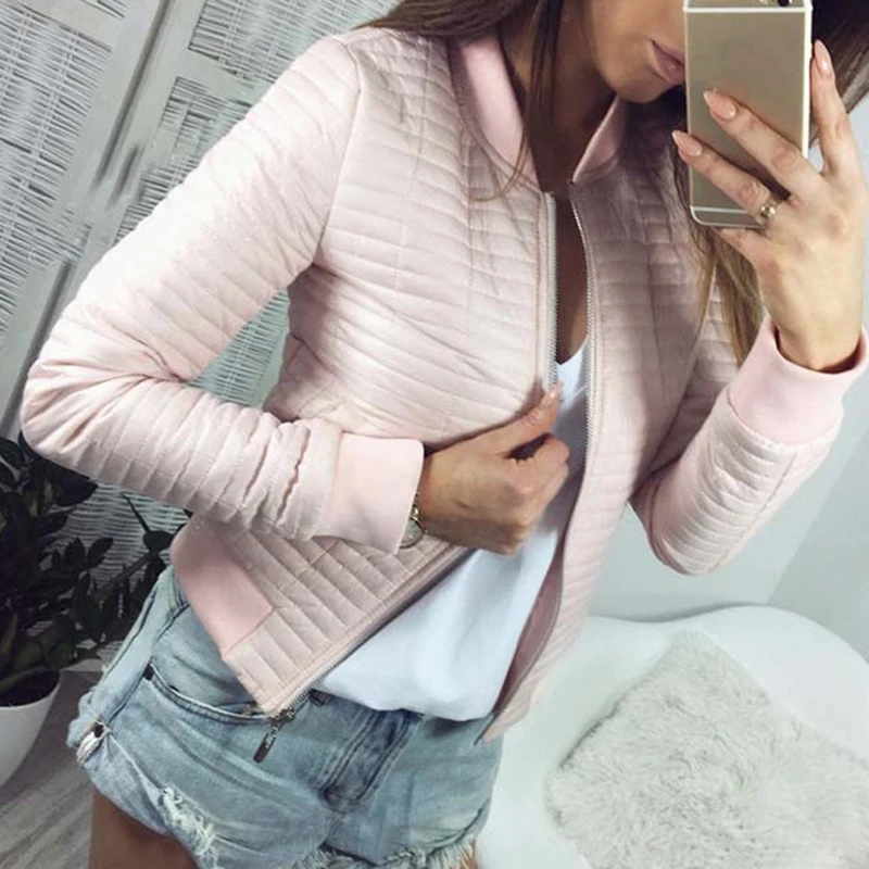 

Women Jackets Fashion Basic Jacket Long Sleeve Coat Ladies Casual Stand Collar Keep Warm Slim Fit Outerwear For Female