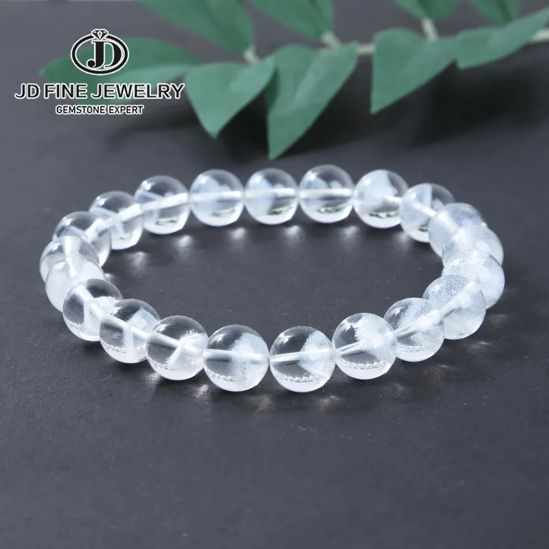 

Природный белый призрак, кварцевые круглые бусины JD 10 мм, женские и мужские браслеты, браслет высокого качества, браслет, ювелирные изделия
