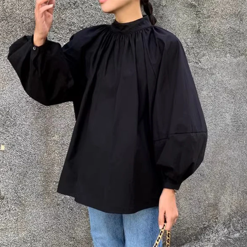 Рубашки и блузки с вырезами на спине со стоячим воротником шнуровке женская