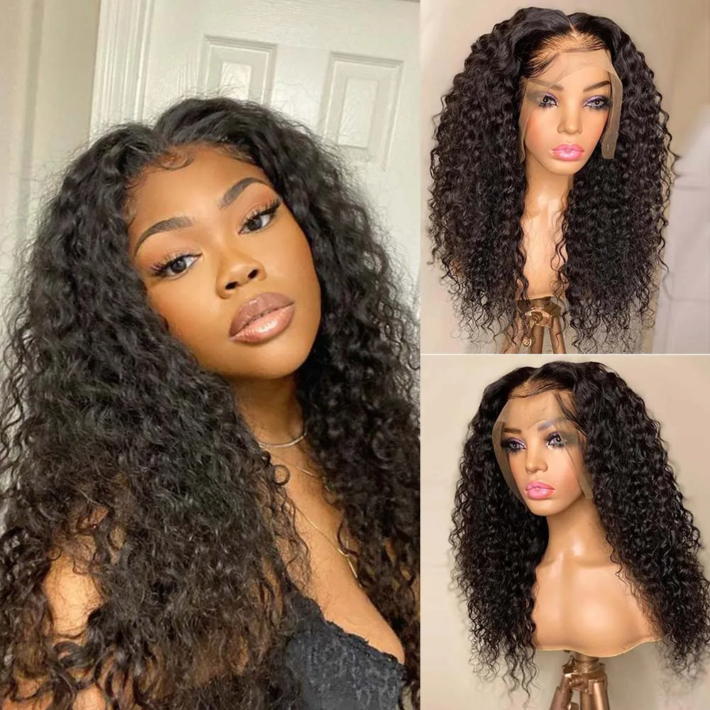 

Афро кудрявые синтетические парики на сетке черные парики на сетке для черных женщин бесклеевые термостойкие волосы парик длинный кудрявы...