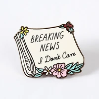 punky breaking news i dont care brooch metal badge lapel pin jacket jeans fashion jewelry accessories gift