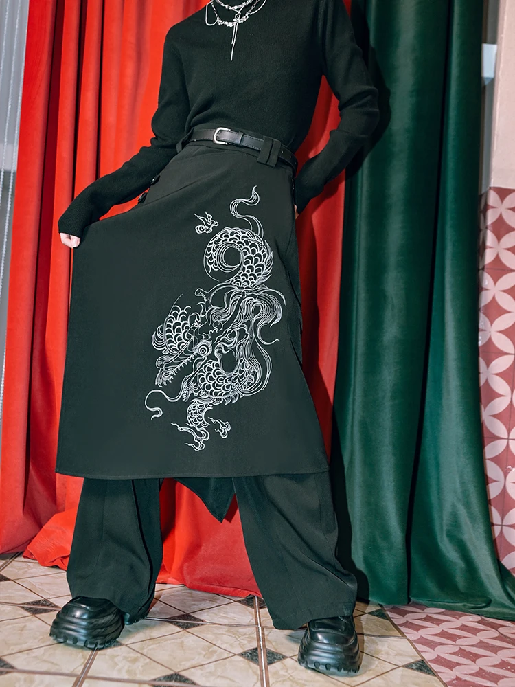 Новый китайский стиль национальный элементы Хань узор дракона брюки-кюлоты с