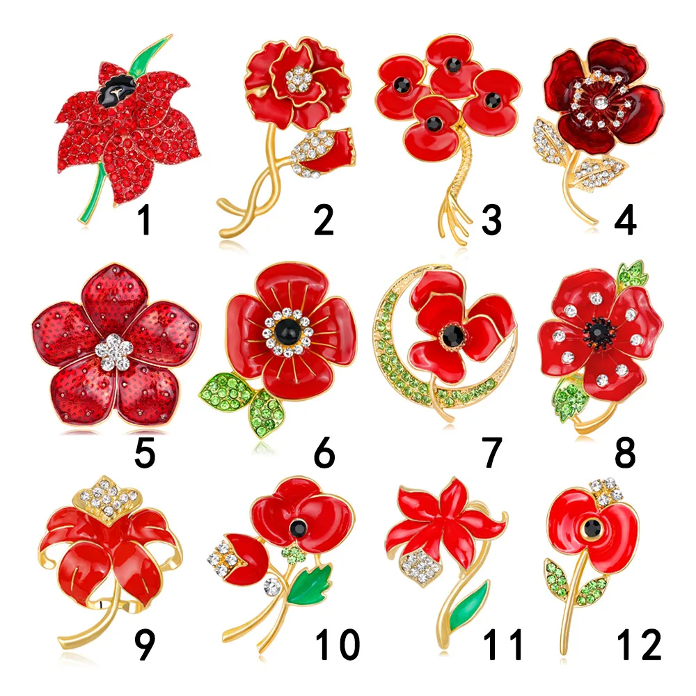 

Red Poppy Safflower Brooches for Women Commemorate Wedding Party Casual Brooch Pins Jewelry Gifts Wholesale