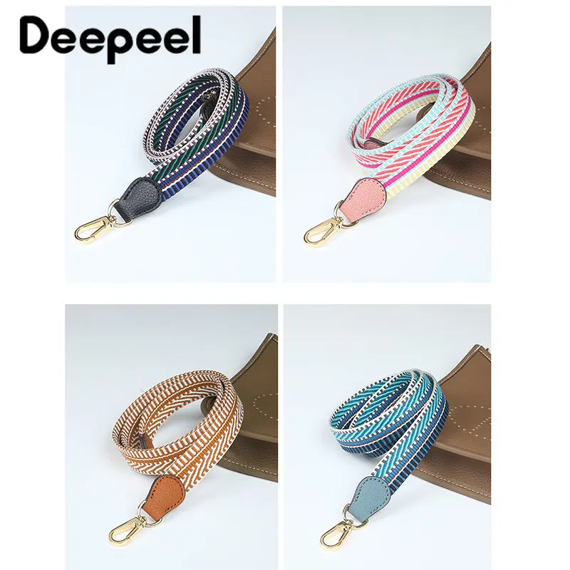 Deepeel 2.5cm Wide Colorful Bag Strap Striped Canvans 100cm Adjustable Straps for One-Shoulder Crossbody HandBags Accessories