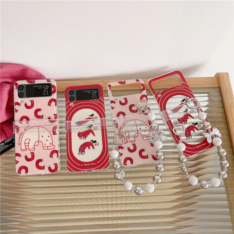 

Cute Cartoon Fitness Girl Phone Case for Samsung Galaxy Z Flip 4 3 Hard Cover for ZFlip3 Zflip4 Solid Shell Bracket