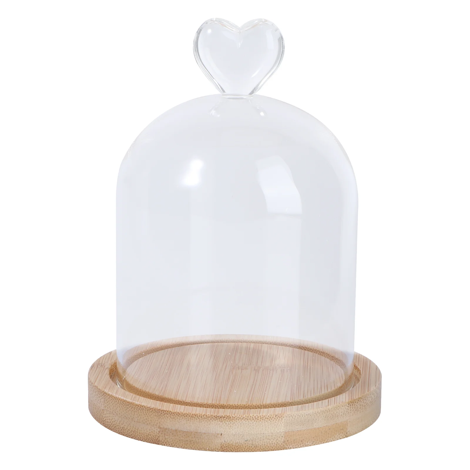 

Woodsy Decor Small Cloche Base Container Glass Display Cloche Bamboo Display Cloche Dome Cloche Jar