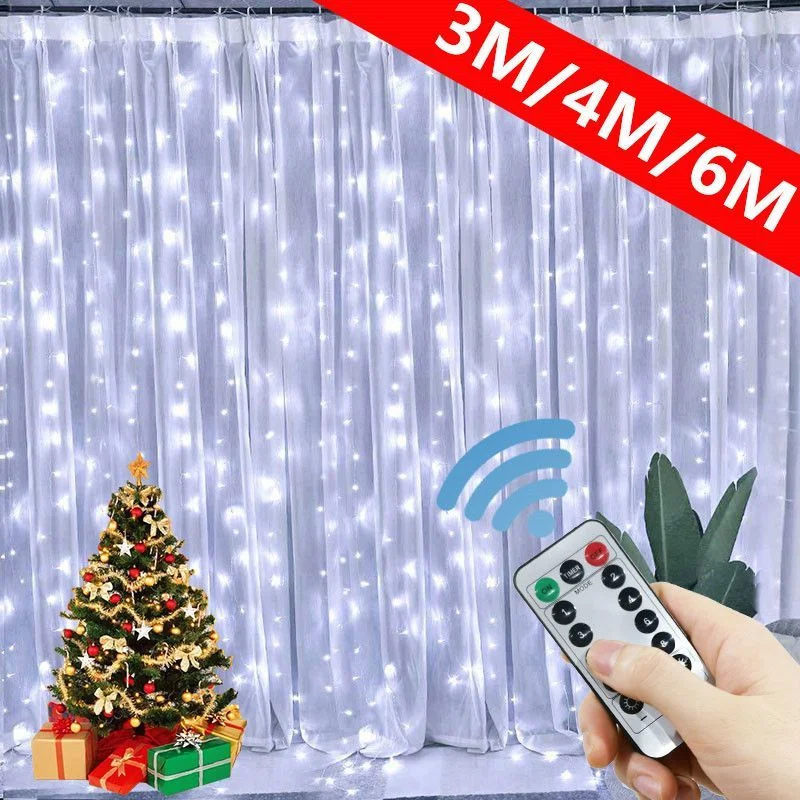 

3/4/6m USB LED Garland Curtain Lights 8 Modes Remote Control String Light Decor for Wedding Christmas Home Bedroom New Year Lamp