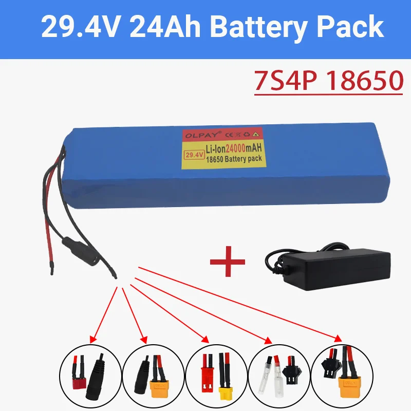 

Original 7S4P29.4V li-ion battery pack 29.4v 24Ah electric bicycle motor ebike scooter 18650 lithium rechargeable batteries 24Ah