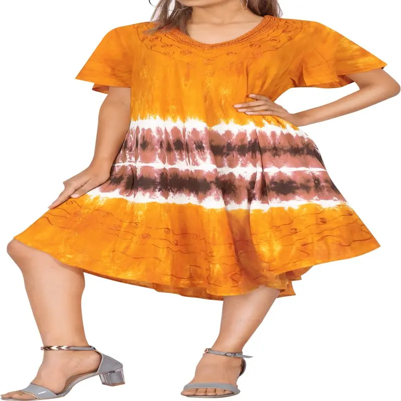 

HMCN Women`s Plus Size Vacation House Wear Dresses 1X-2X Nutmeg-AC1072